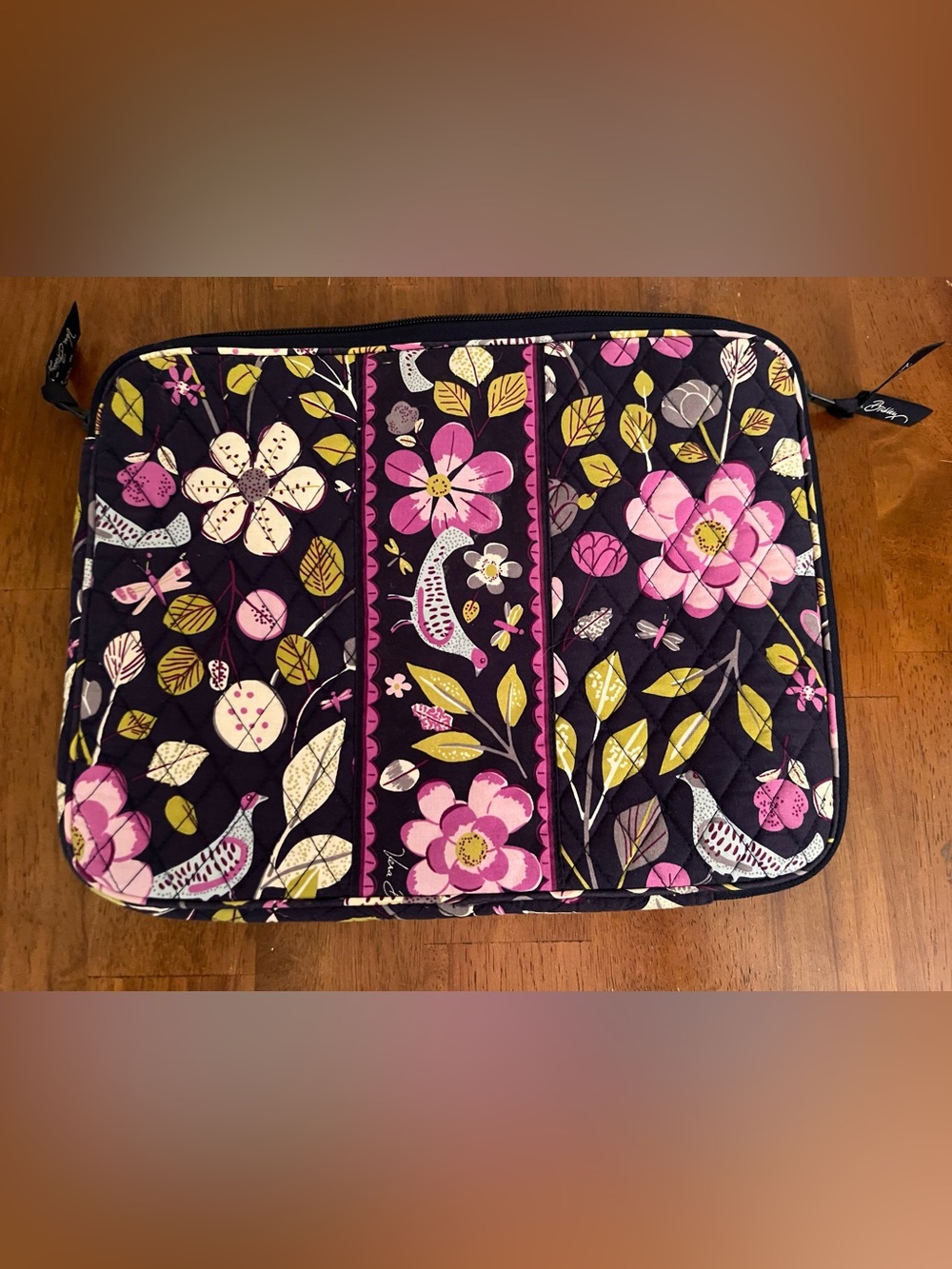 Vera Bradley Navy Floral Zip Laptop Case 16 x 12